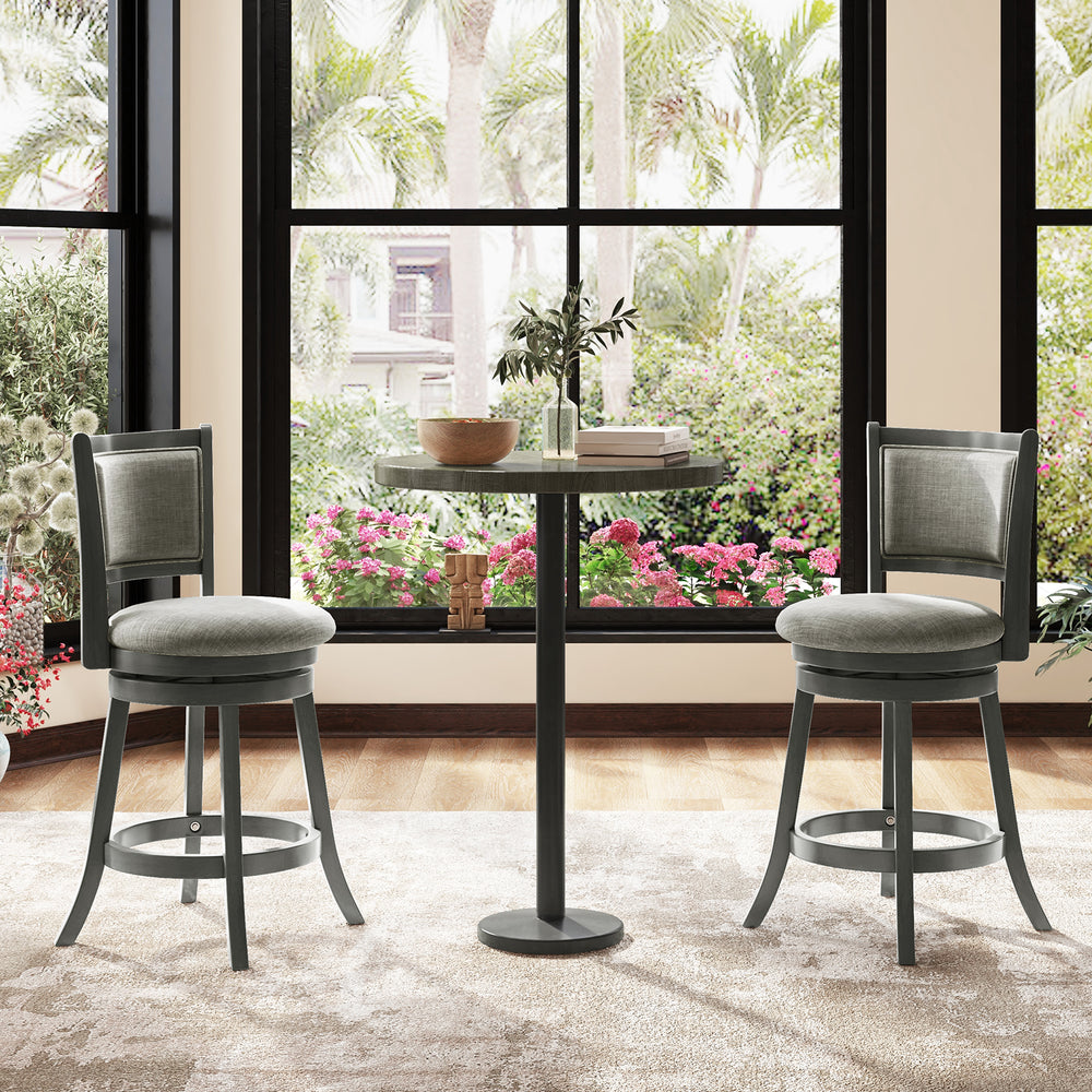 Swivel Bar Stools Set of 2 with Soft-padded Back and Seat-S - Gallery View 1 of 9