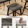 Padded contoured seat of swivel bar stool set with premium linen fabric and high-density sponge for comfort and.