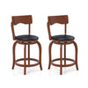 Set of 2 swivel bar stools with rubber wood frame and upholstered seat, ideal for kitchen or cafe use.