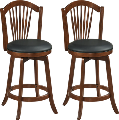 Costway Swivel Bar Stools with Backrests Wood Frame for Kitchen Island 20521406 New