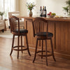 Swivel bar stools with backrests and wood frame, 24-inch height, perfect for kitchen islands and dining rooms.