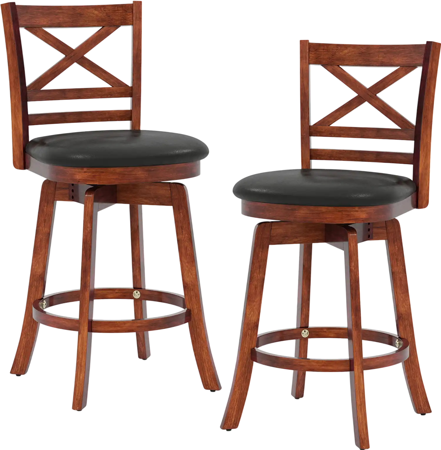 Costway Swivel Bar Stools Set of 2 with Backrest Footrest 48062228 New