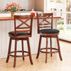 Swivel Barstools Set of 2 with Backrest and Footrest-24 Inches - Gallery View 1 of 8