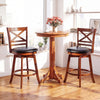 Swivel barstools set of 2 with backrest and footrest, featuring solid rubberwood construction for kitchen or bar use.