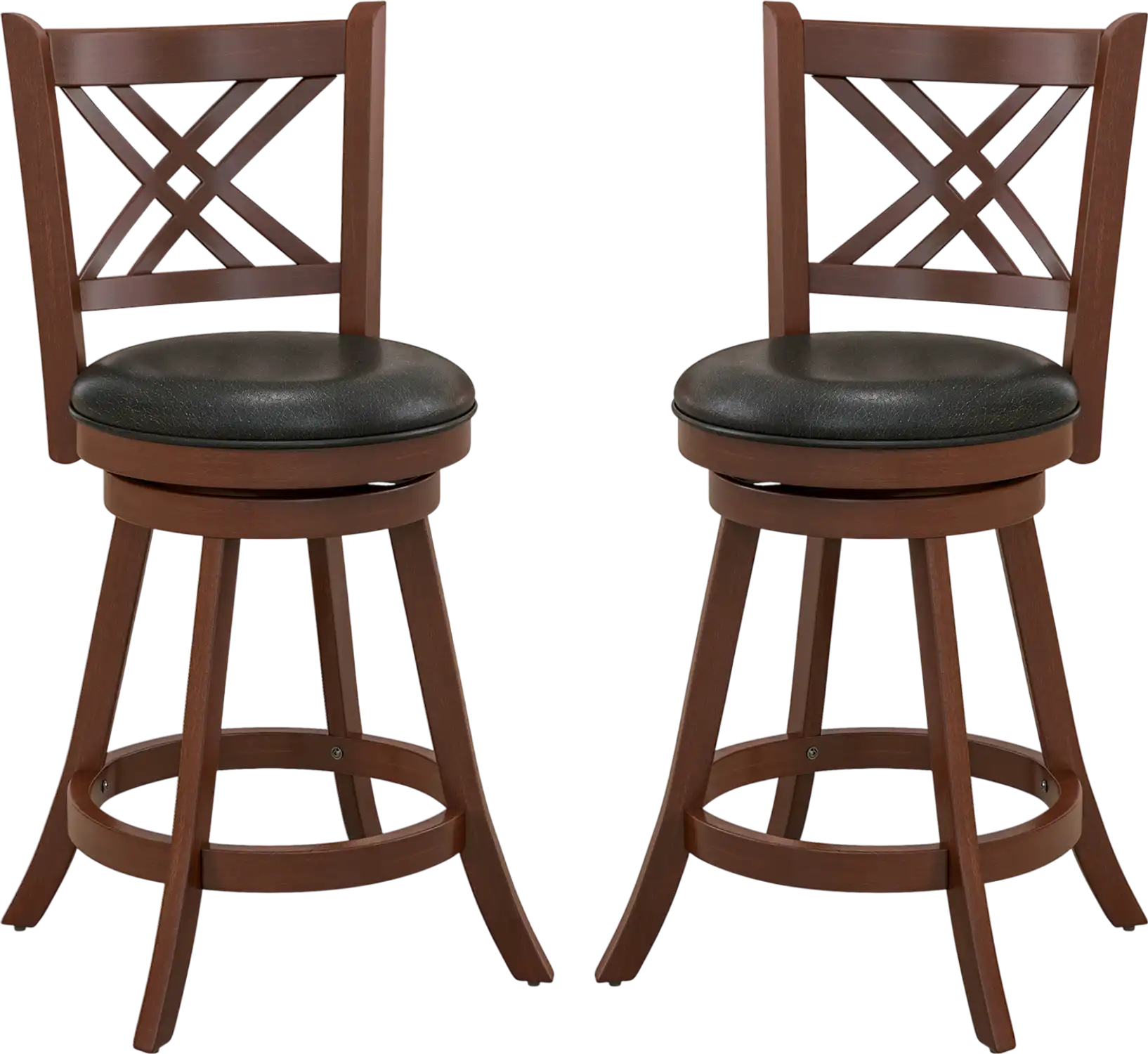 Costway Swivel Upholstered Bar Stools Set of 2 with Back Footrest 37986421 New