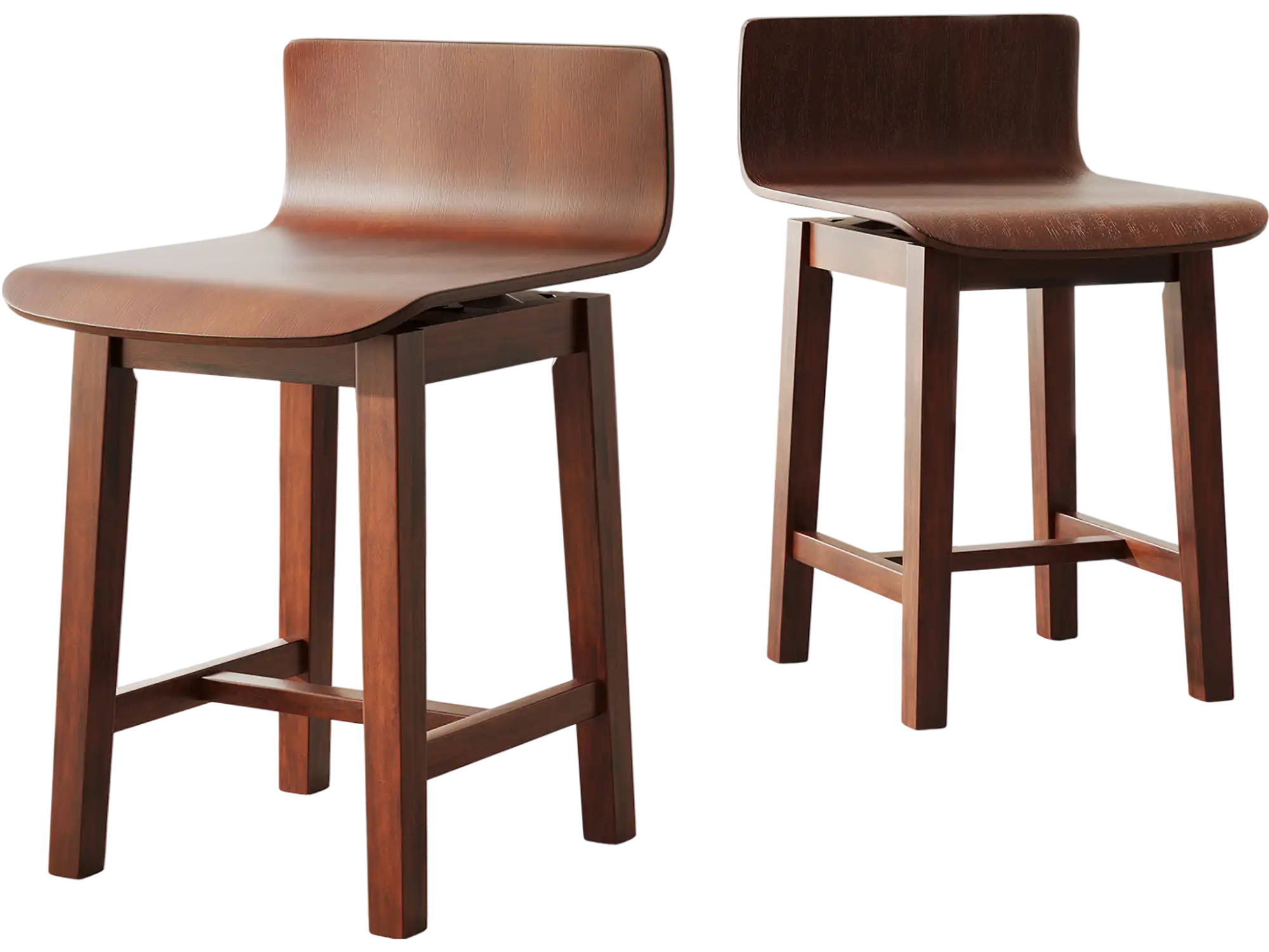 Costway Swivel Dining Chairs Set of 2 Low Back Curved Seat Walnut 257831946 New