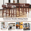 Swivel dining chair set of 2 in walnut with low backs and curved seats, perfect for dining rooms and coffee shops.