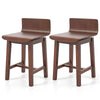Set of 2 walnut swivel dining chairs with low backs and curved seats, perfect for kitchens and dining areas.