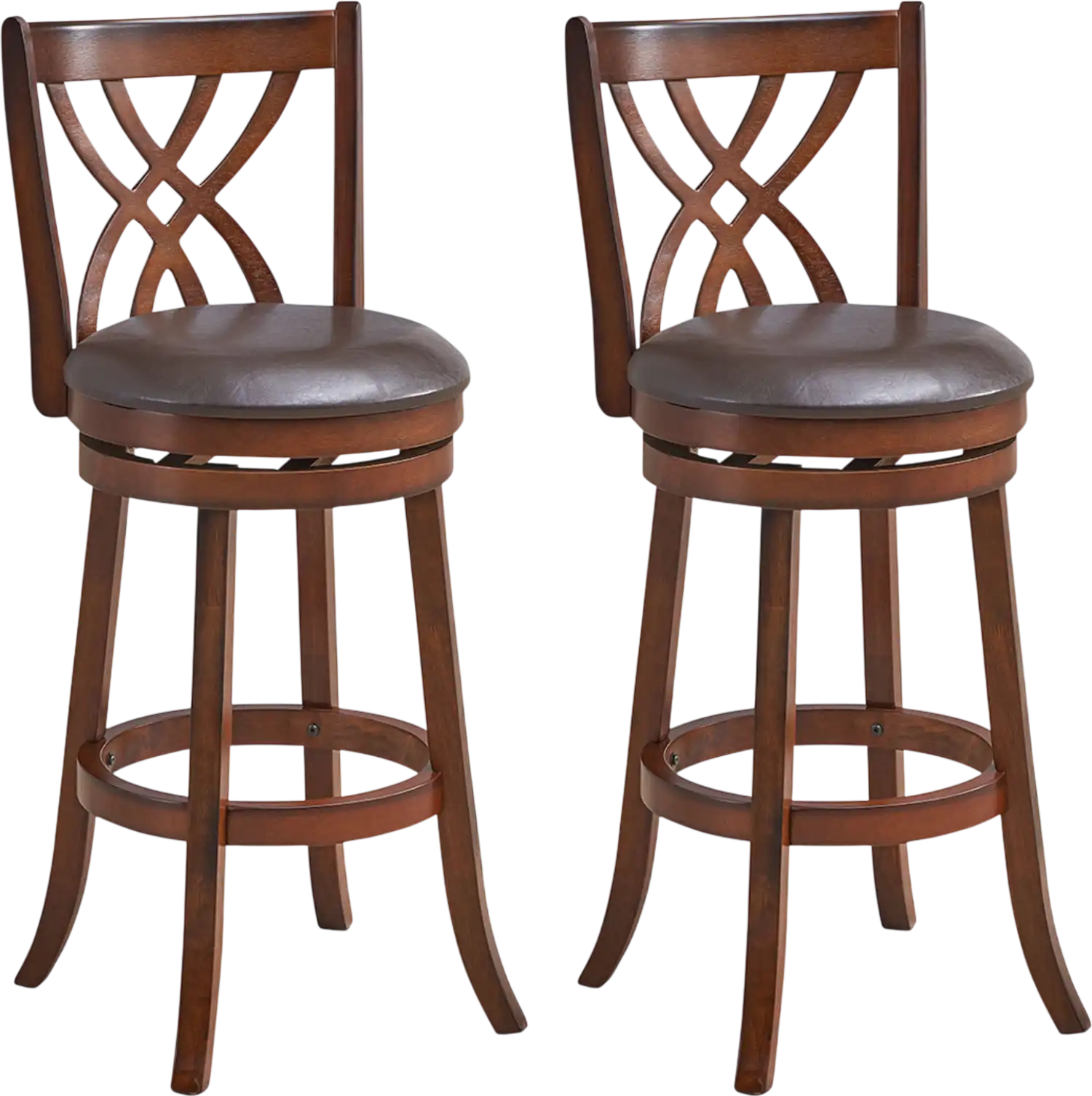 Costway 360° Swivel Counter Height Bar Stools PU Leather Cushioned Seat Footrests 84963215 New