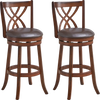 360° swivel counter height chairs with PU leather cushioned seats and rubber wood construction for stylish comfort.