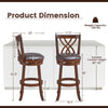 360° swivel counter height chairs with PU leather cushioned seats, rubber wood construction, and footrests for comfort.