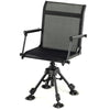 Folding swivel patio chair with adjustable legs, breathable mesh seat, and ergonomic support for outdoor comfort.