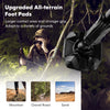 Folding swivel patio chair leg with all-terrain foot pads for better grip on mountain, gravel, and sand surfaces.