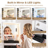 360° swivel jewelry cabinet with full-length mirror, built-in LED lights, and ample storage for cosmetics and accessories.