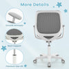 Swivel mesh children's computer chair with adjustable height, gray back support, and smooth armrests for comfort.