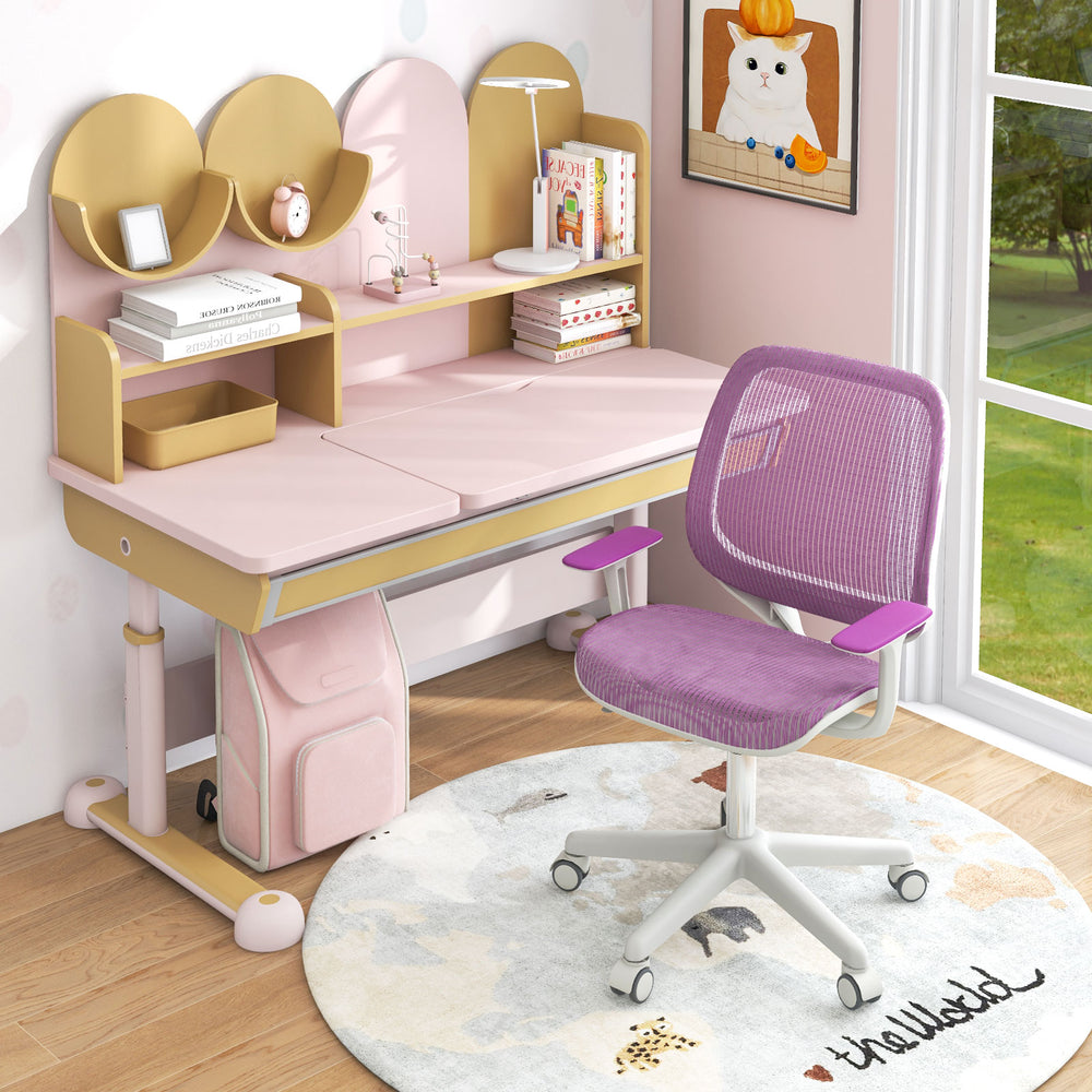 Swivel Mesh Children Computer Chair with Adjustable Height-Purple - Gallery View 1 of 11