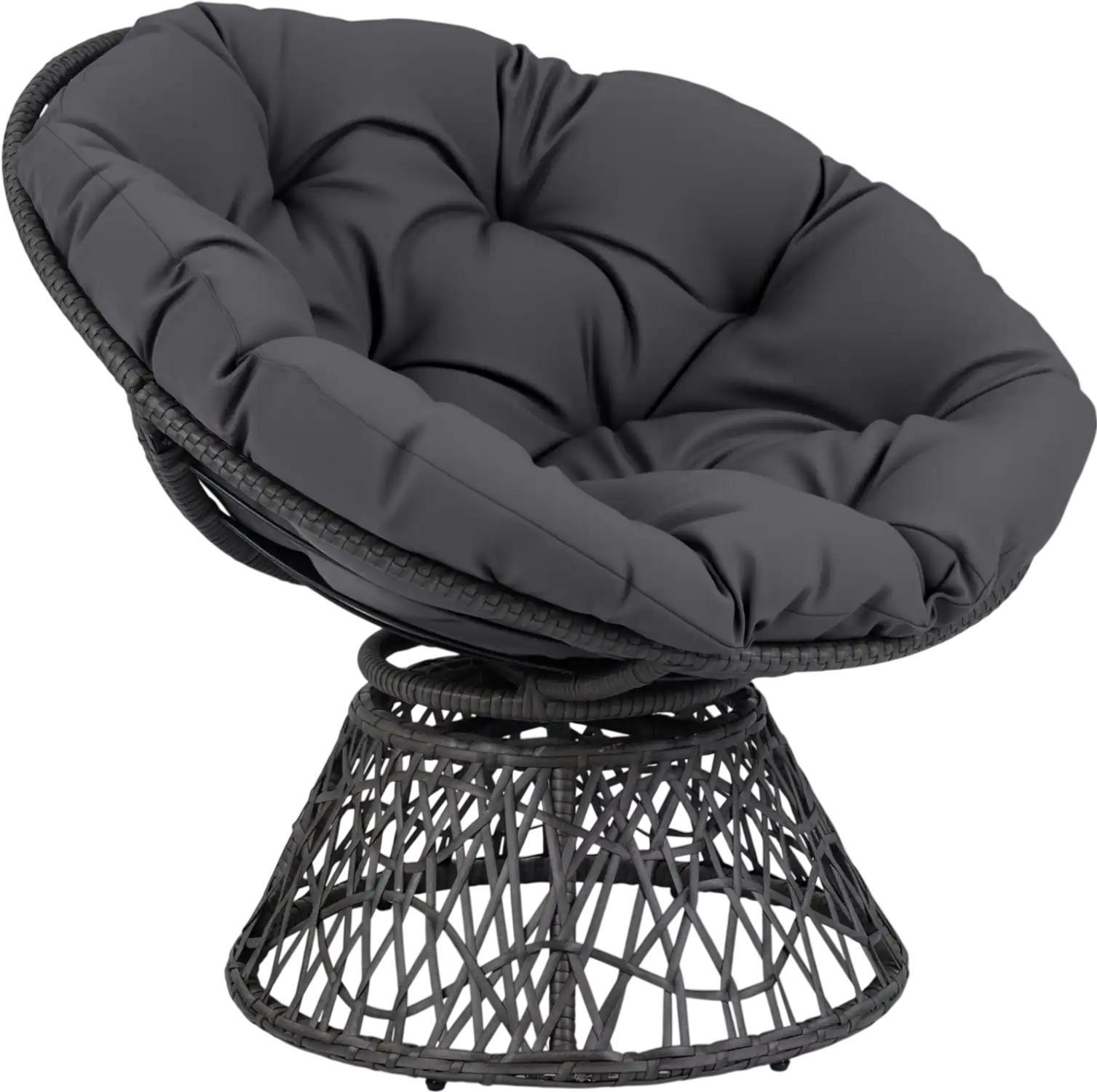 Costway Swivel Wicker Papasan Accent Chair Round Thick Cushion 20164933 New