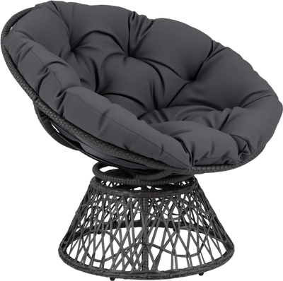 Costway Swivel Wicker Papasan Accent Chair Round Thick Cushion 20164933 New