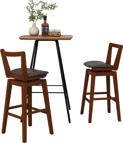 Costway Swivel PU Leather Bar Stool w/ Backrest Cushioned Seat 18764293 New