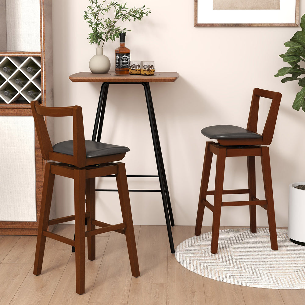 Swivel Upholstered PU Leather Stool with Backrest and Cushioned Seat-30.5 inches - Gallery View 1 of 10