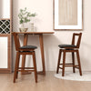 Swivel Upholstered PU Leather Stool with Backrest and Cushioned Seat-26 inches - Gallery View 1 of 10