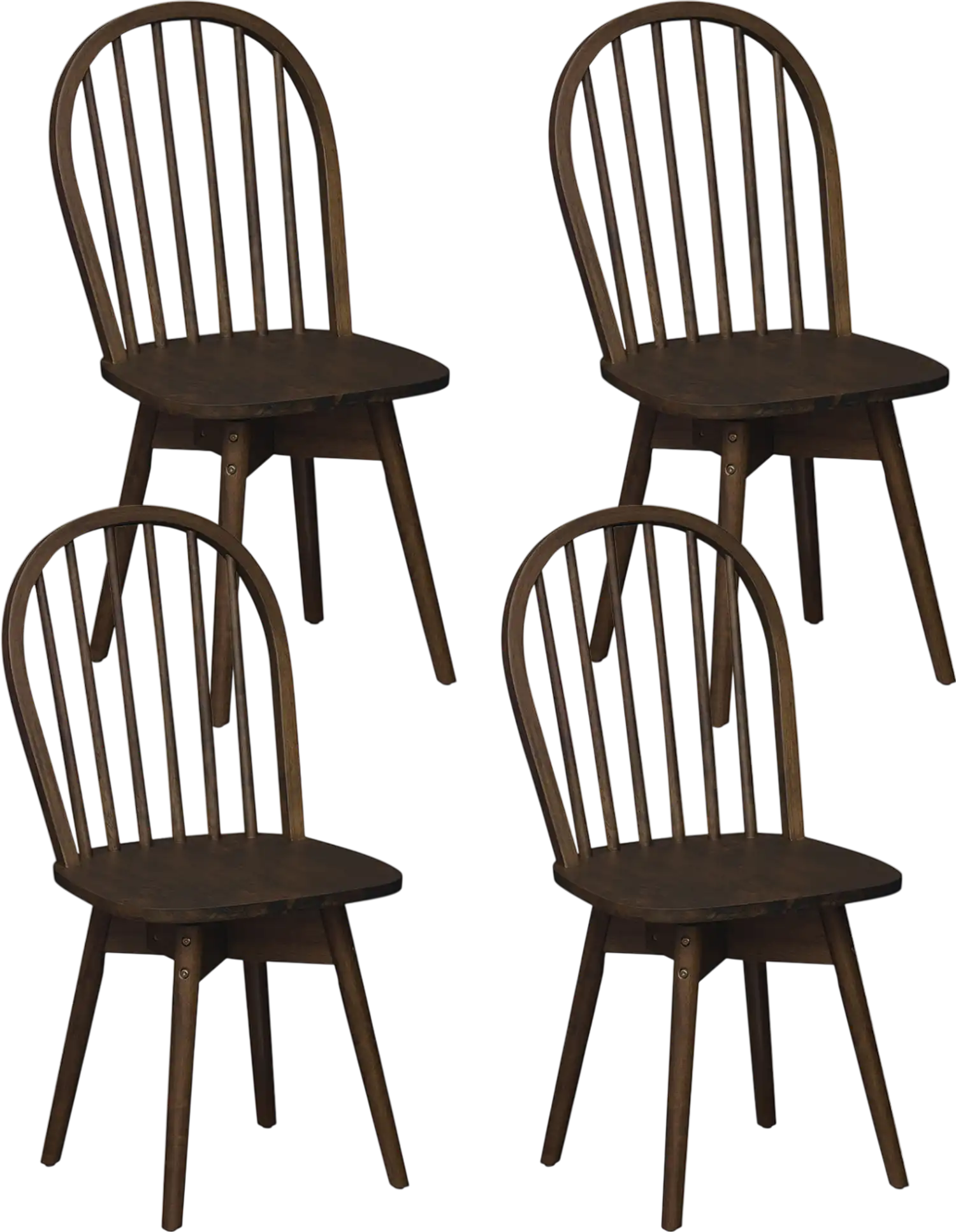 Costway Swivel Windsor Dining Chairs Set of 4 Solid Rubber Wood Frame 21836882 New