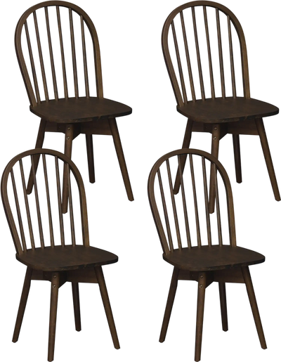 Costway Swivel Windsor Dining Chairs Set of 4 Solid Rubber Wood Frame 21836882 New