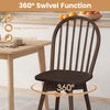 Swivel Windsor dining chair showcasing a solid rubber wood frame in walnut, designed for comfort and easy communication.
