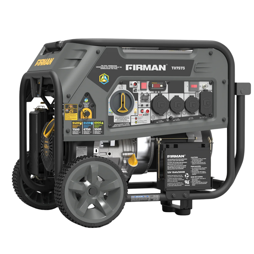 Firman T07573 Tri-Fuel Gas Propane Natural Gas Generator 7500W/9400W 120/240V with Electric Start Manufacturer RFB
