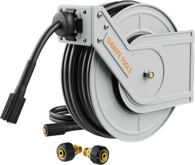 Giraffe Tools Retractable Pressure Hose Reel 1/4in 65ft 2600 PSI New