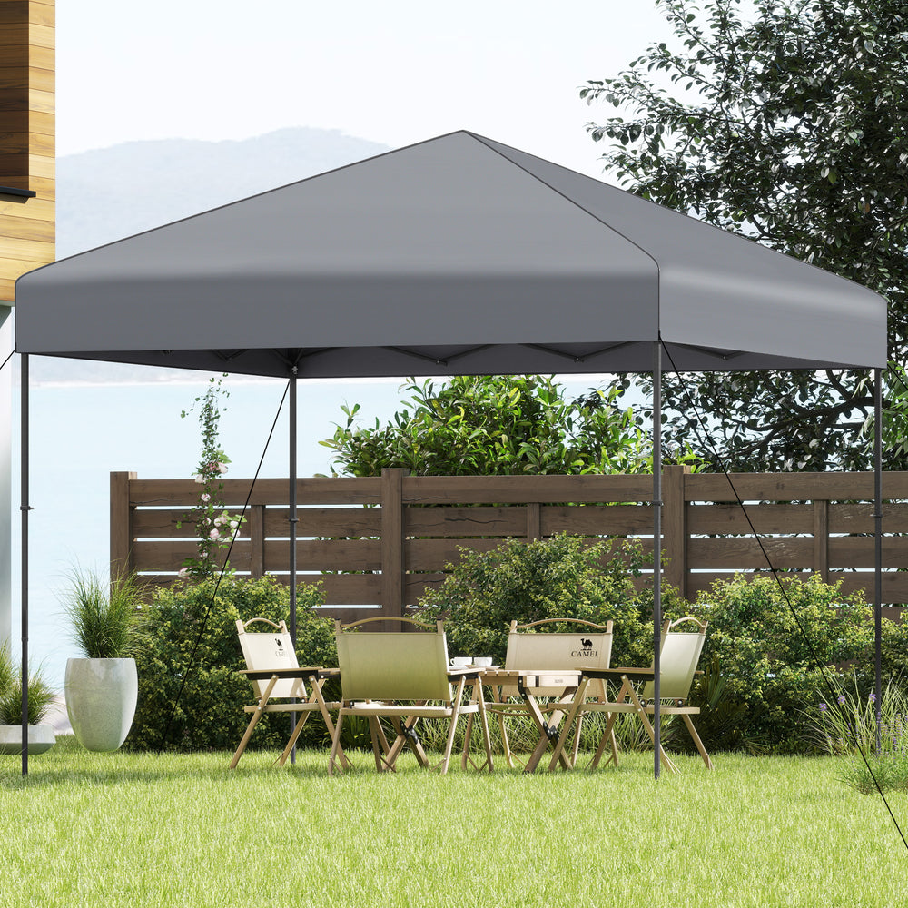 10 X 10 Feet Pop up Canopy Tent with Portable Carrying Bag and 8 Stakes-Gray - Gallery View 1 of 11