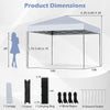 10x10 feet pop-up canopy tent in white with portable bag, adjustable height, and 8 stakes for outdoor events.