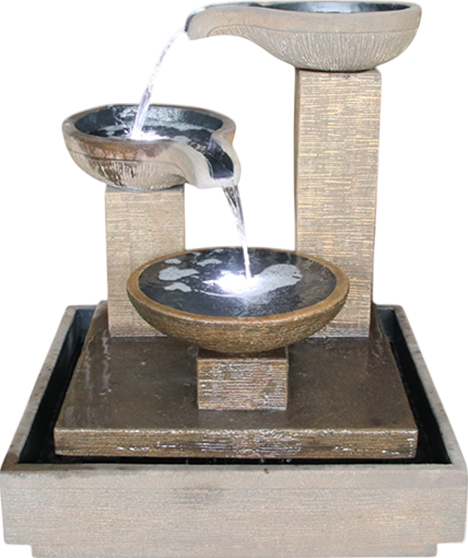 Exaco Trio Bowl Fountain 3-Tier GRC Outdoor Water Feature with LED Lights TB100 New