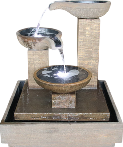 Exaco Trio Bowl Fountain 3-Tier GRC Outdoor Water Feature with LED Lights TB100 New