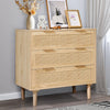 Vevor Natural Rattan Dresser 3-Drawer Boho Style Chest for Bedroom and Living Room New