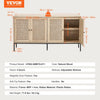 Vevor Rattan Storage Cabinet 59" with 4 Doors and Adjustable Shelves New