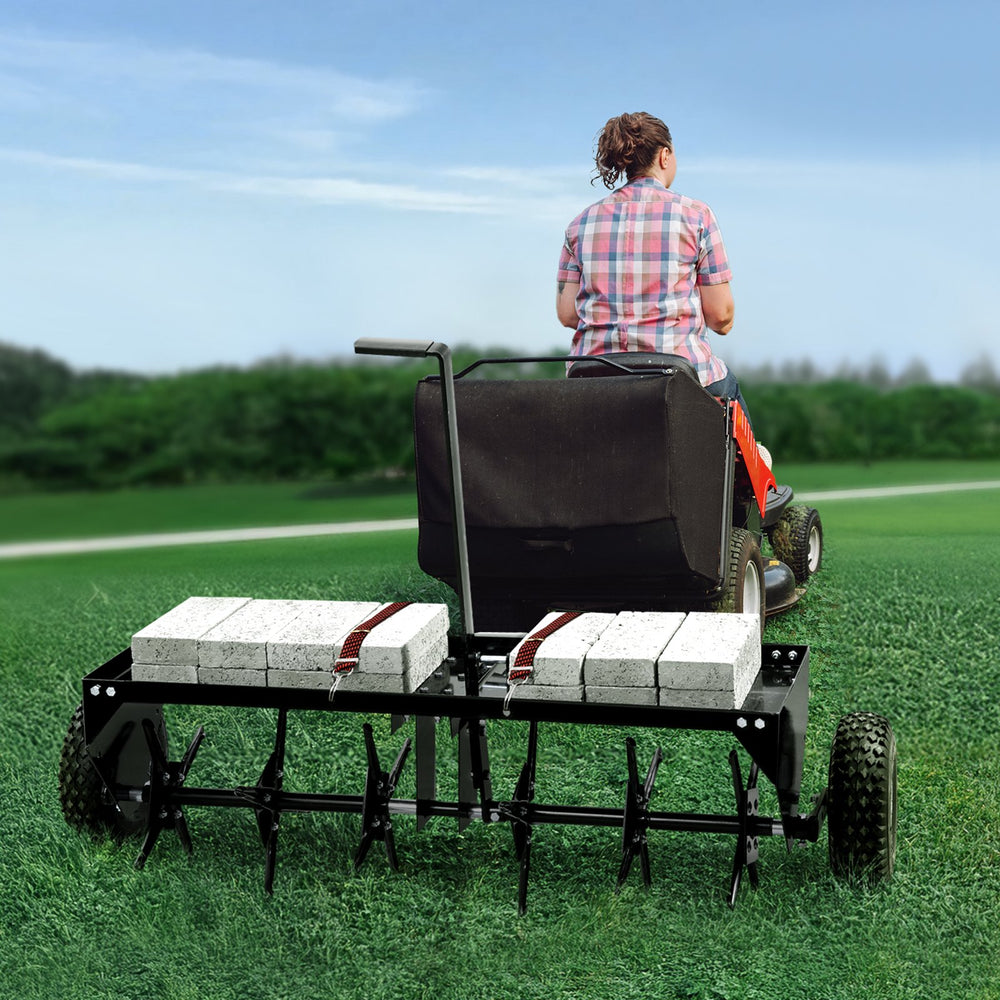 Vevor Tow Behind Lawn Plug Aerator 40" with 3" Spikes 100 Lb Capacity Universal Hitch New