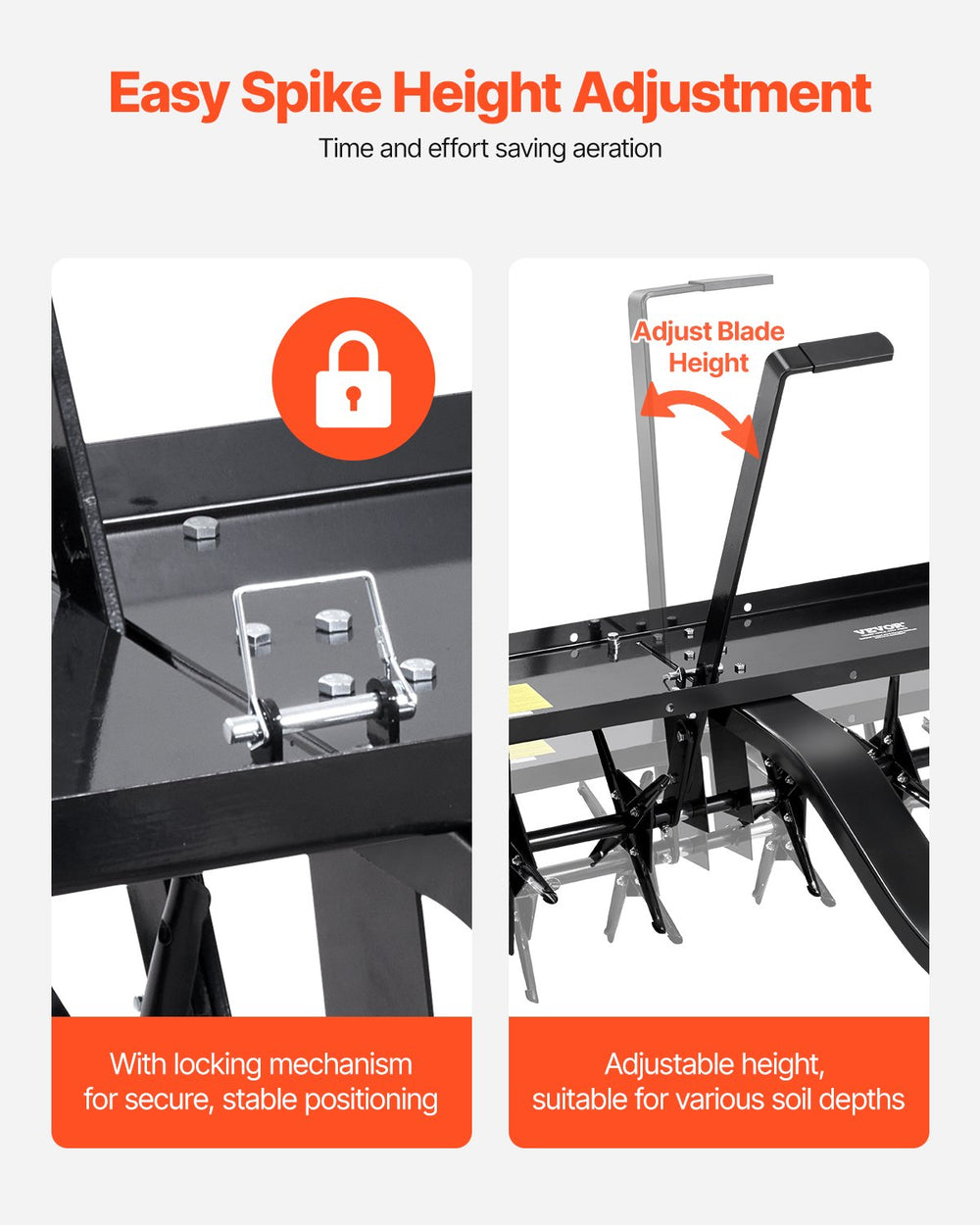 Vevor Tow Behind Lawn Plug Aerator 48" with 3" Spikes 140 Lb Capacity Universal Hitch New