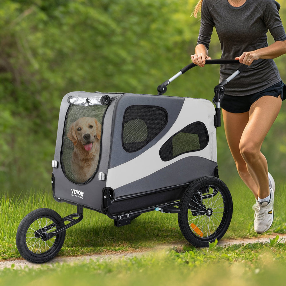 large dog running stroller Vevor Dog Bike Trailer 100 lbs. Capacity 2-in-1 Pet Bicycle Stroller F – FactoryPure