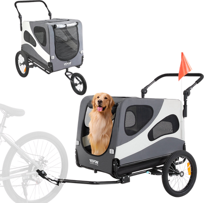 dog stroller 100 lbs Vevor Dog Bike Trailer 100 lbs. Capacity 2-in-1 Pet Bicycle Stroller F – FactoryPure