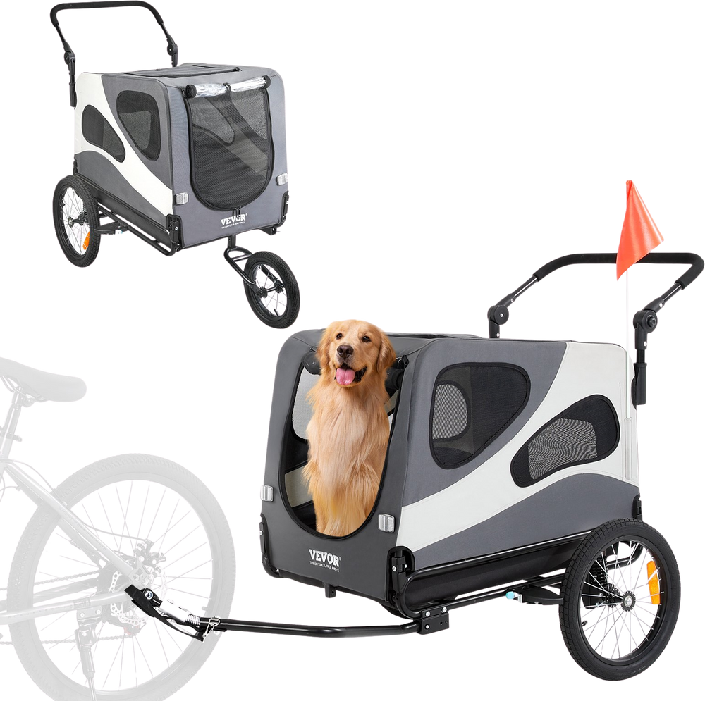 Vevor Dog Bike Trailer 100 lbs. Capacity 2 in 1 Pet Bicycle Stroller F FactoryPure