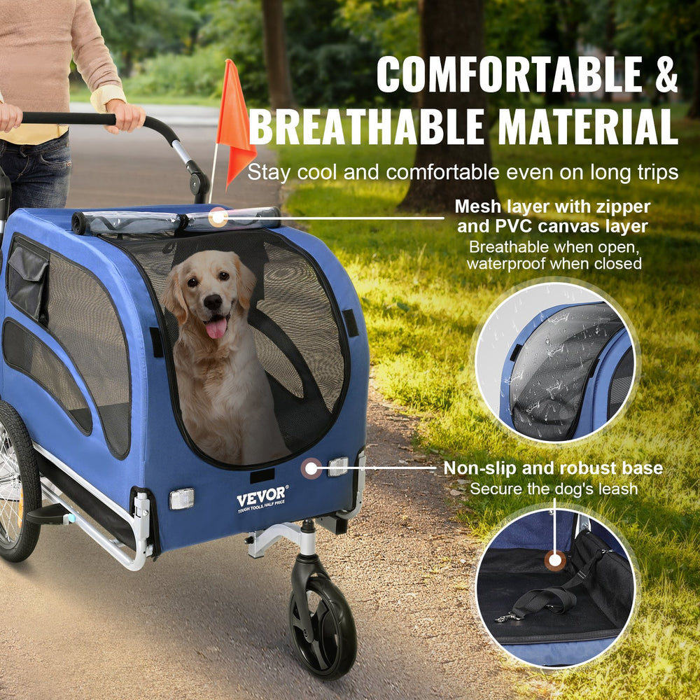 bike stroller for dogs VEVOR Dog Bike Trailer Supports up to 100 Lbs 2-in-1 Pet Stroller Cart Bicycle Carrier Easy Folding Cart Frame with Quick Release Wheels Universal