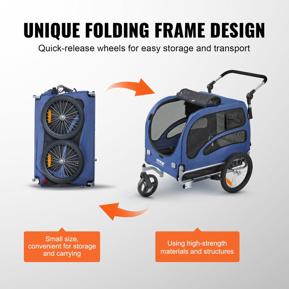 aosom dog bike trailer 2-in-1 pet stroller VEVOR Dog Bike Trailer Supports up to 100 Lbs 2-in-1 Pet Stroller Cart Bicycle Carrier Easy Folding Cart Frame with Quick Release Wheels Universal