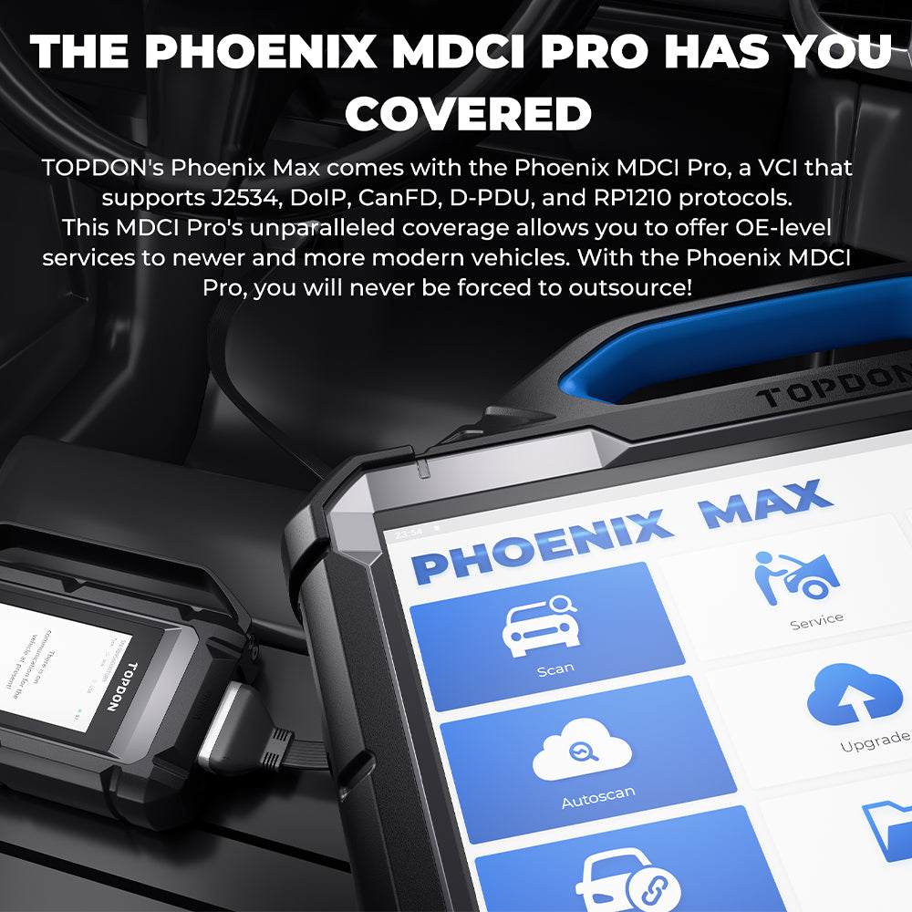 Topdon Phoenix Max Diagnostic Scan Tool 13.3" with Scope and Docking Station New