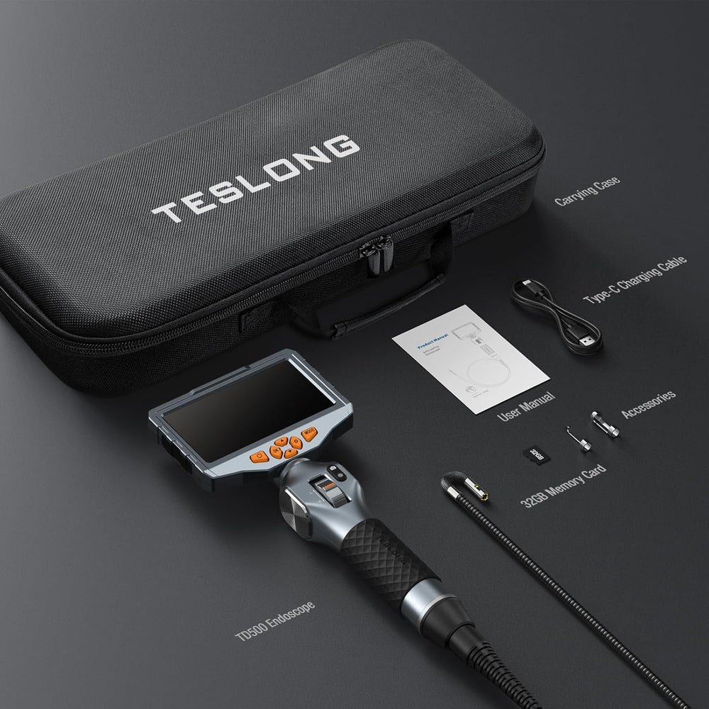 Teslong Inspection Camera Pro 6.5mm Dual-Lens 5" LCD Screen 5.8' Probe TD500D65DL1.55 New