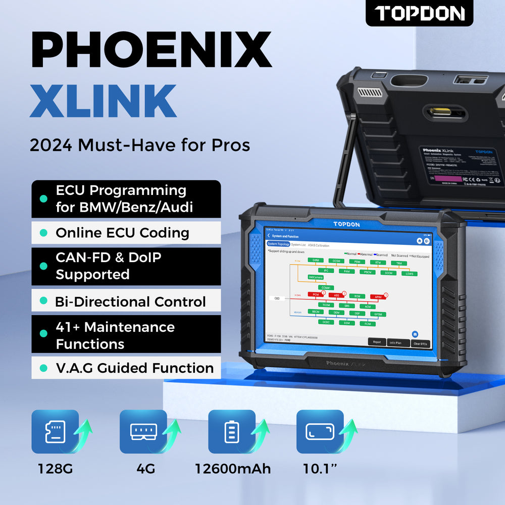 TOPDON Phoenix XLink Scan Tool 10.1" OE-Level, Cloud-Based Programming, Adv Proto New