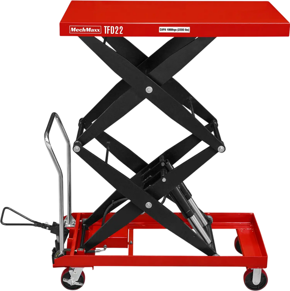 Mobile Double Scissor Lift Table Cart 2200lbs Capacity,  Platform Size,  47.2" x 24",  Height 66.9" ,  TFD22