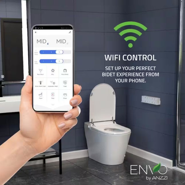 Anzzi TL-ST950WIFI-WH Envo Echo Bidet Toilet Smart 1.28 GPF Elongated with Voice and WiFi Control New