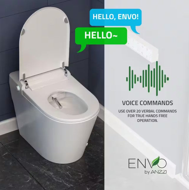 Anzzi TL-ST950WIFI-WH Envo Echo Bidet Toilet Smart 1.28 GPF Elongated with Voice and WiFi Control New