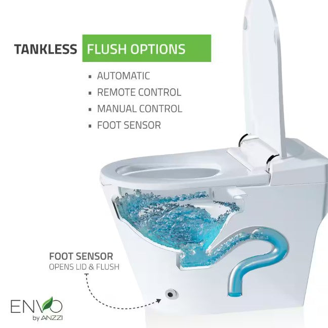Anzzi TL-ST950WIFI-WH Envo Echo Bidet Toilet Smart 1.28 GPF Elongated with Voice and WiFi Control New